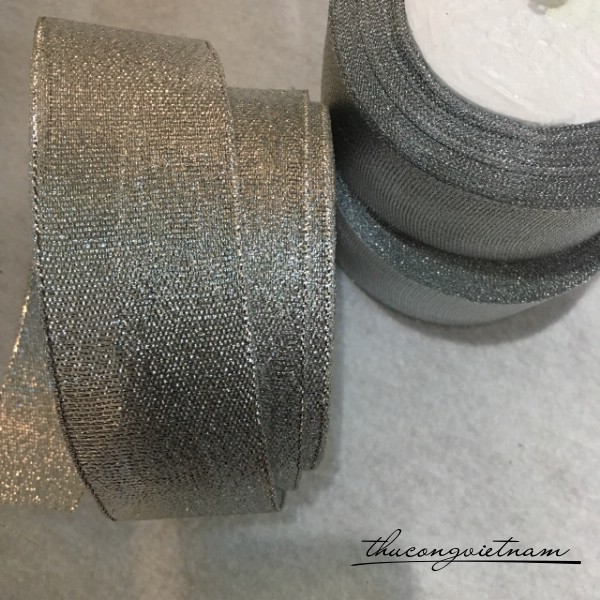 Ruy băng kim tuyến màu bạc bản 4cm